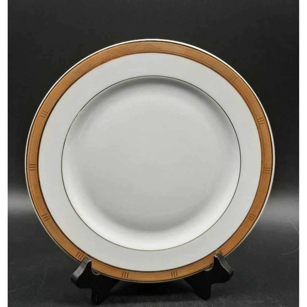 Bernardaud Limoges‎ France Roulette Gold Encrusted Salad Dessert Plates Set/4